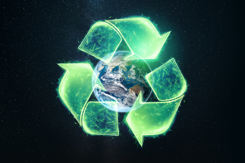 återvinning bild med jorden